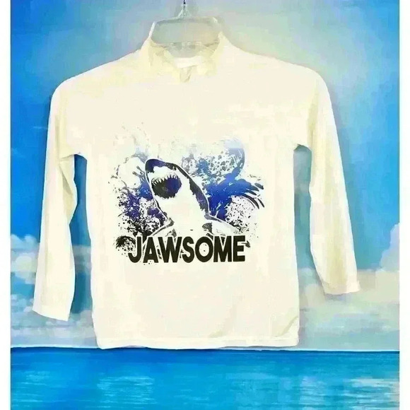 wonder nation Other - WONDER NATION Boys WHITE Swim Water Shirt SHARK Print Sun Protection Top size S